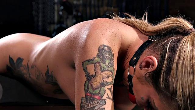 BDSM whipped babe fingered and pussy with toys