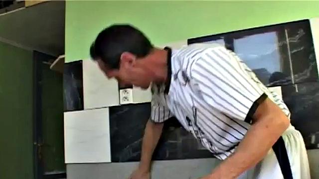 Filthy teen fucking big old cock