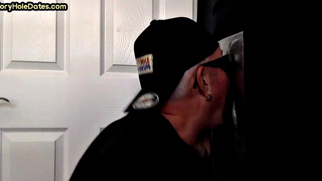 Mature DILF with moustache sucks hard in gloryhole
