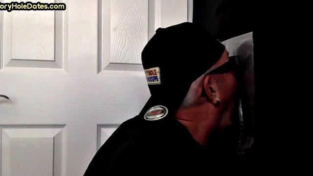 Mature DILF with moustache sucks hard in gloryhole