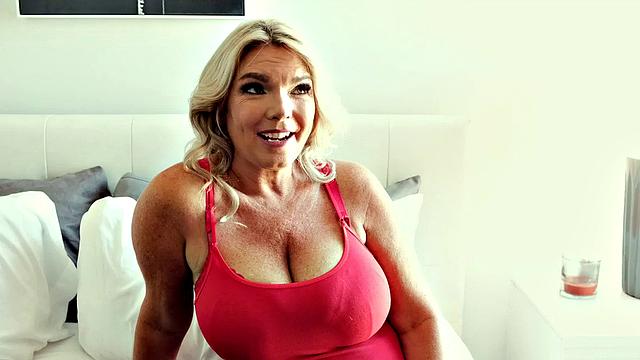 Big-titted Kayla fucks a guy young enough to be her man.