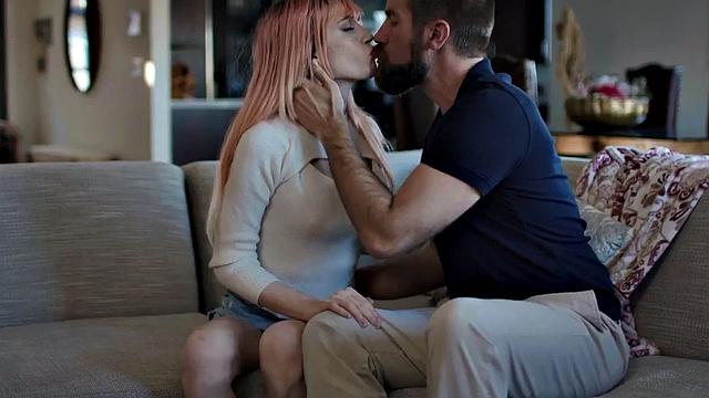 Pink hair TS with big boobs barebacked by neighbor