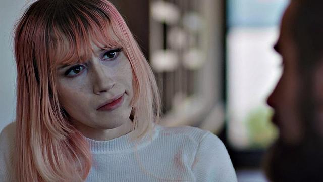 Pink hair TS with big boobs barebacked by neighbor