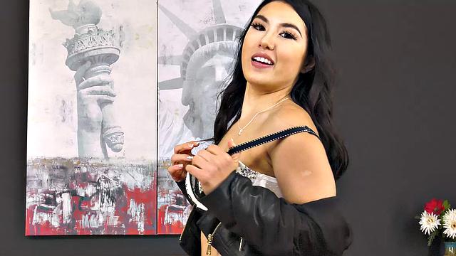 Petite Asian Mina Moon Loves Masturbating but Prefers Big Cock