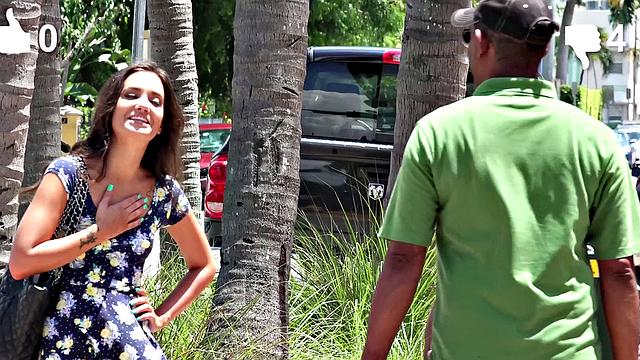 Hot Brunette Scouts a Stranger