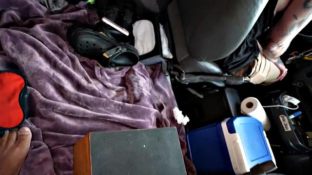 Random stud fucks facial gay in public van outdoor