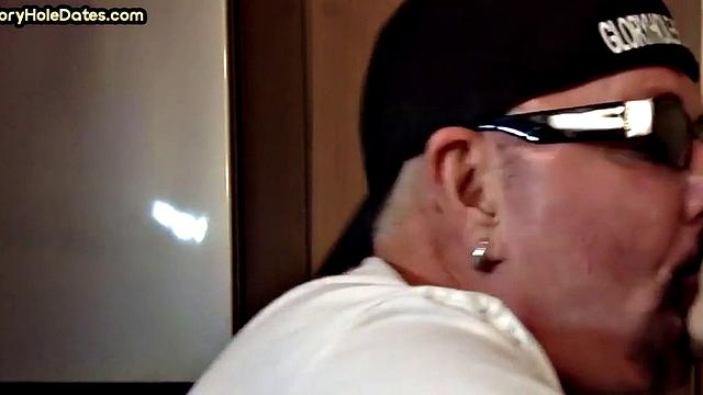 Mature daddy greedily blows cock in POV closeup at home