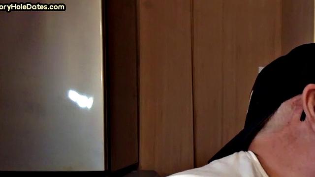 Mature daddy greedily blows cock in POV closeup at home