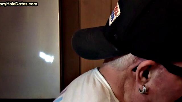 Mature daddy greedily blows cock in POV closeup at home