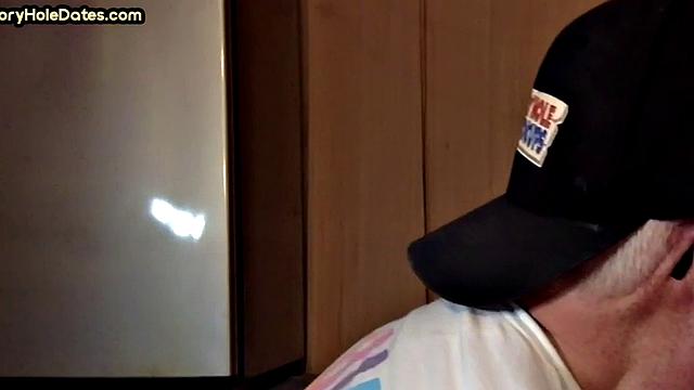 Mature daddy greedily blows cock in POV closeup at home