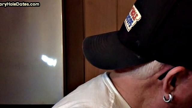 Mature daddy greedily blows cock in POV closeup at home