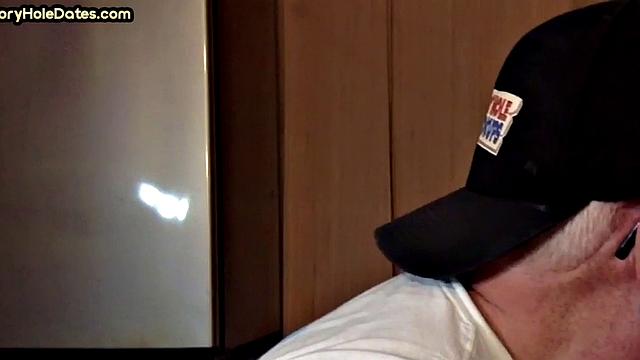 Mature daddy greedily blows cock in POV closeup at home