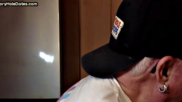 Mature daddy greedily blows cock in POV closeup at home