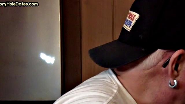 Mature daddy greedily blows cock in POV closeup at home