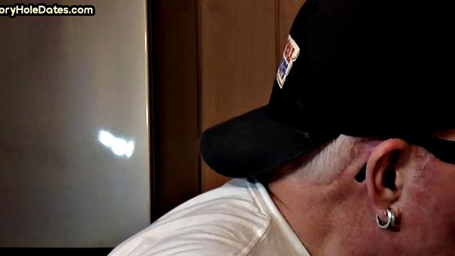 Mature daddy greedily blows cock in POV closeup at home