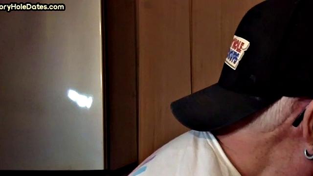 Mature daddy greedily blows cock in POV closeup at home