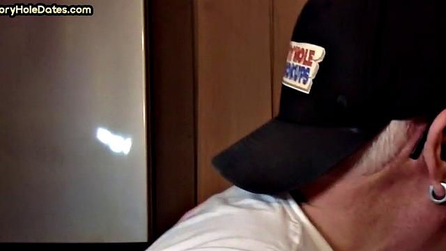 Mature daddy greedily blows cock in POV closeup at home