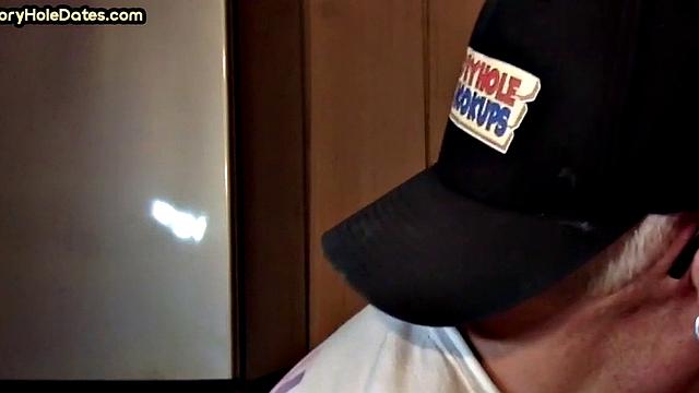 Mature daddy greedily blows cock in POV closeup at home