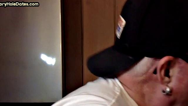 Mature daddy greedily blows cock in POV closeup at home