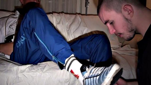 Sneakers fetish bottom rimmed and by stud