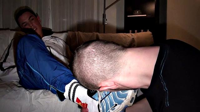 Sneakers fetish bottom rimmed and by stud