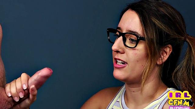 Glasses cutie CFNM cocksucking lover