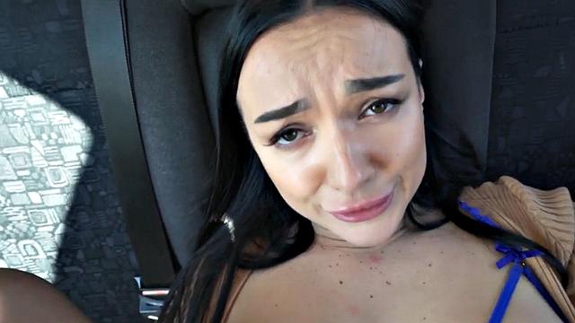 Nympho cab driver deepthroating customer and analfuck in POV