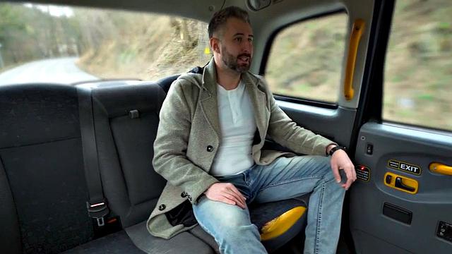 Nympho cab driver deepthroating customer and analfuck in POV