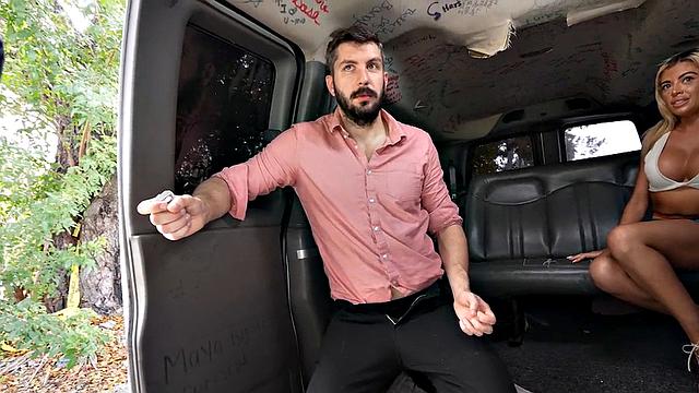 Barebacking str8 fucks ass in pickup bus outdoor