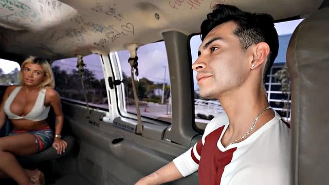 Barebacking str8 fucks ass in pickup bus outdoor