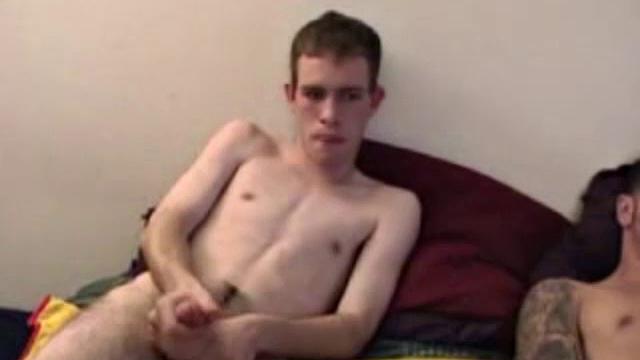 We look in on Bradley and Nate, as they watch some porn and get ready to jack off together. What follows is a side-by-side buddy jerk off, with some brief interludes of mutual dick sucking. Nate shoots first and eats some of his cum.