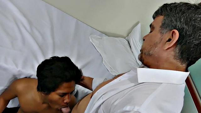 Asian twink tickled and by white doc in infirmary