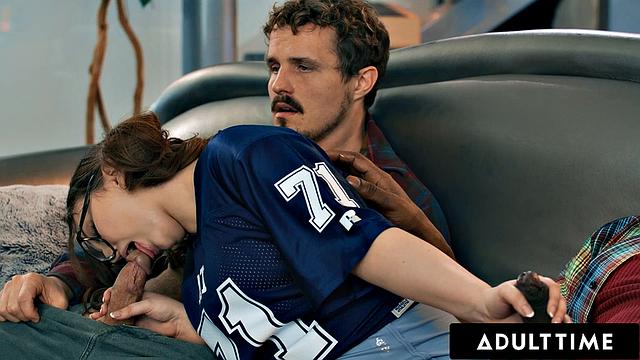 Naughty Leana Lovings Riding Stepdad's Best Buddies! OPEN MOUTH FACIAL