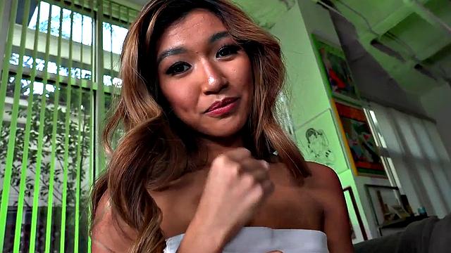 POV petite Asia 21yo gets nailed in tight pussy