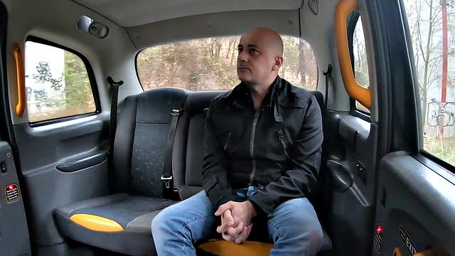 Busty driver passionately cockriding her client