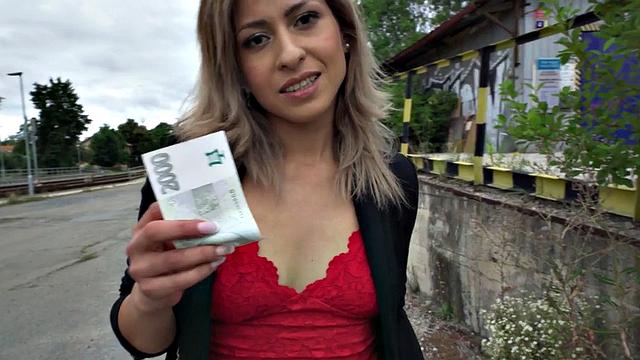 Cockhungry public euro slut deepthroating in POV