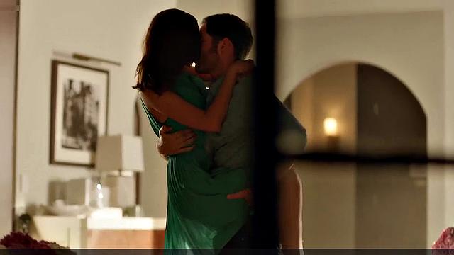 Brunette hottie Odette Annable gets kinky in the kitchen with kissing and a Tank Top