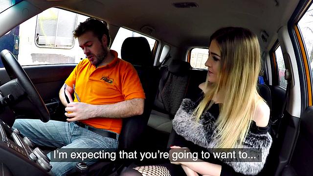 British babe publicly riding instructor's cock