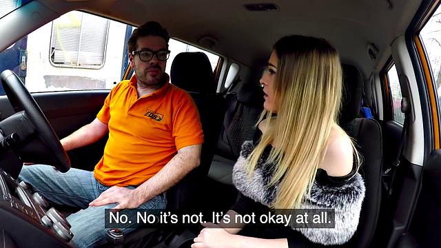 British babe publicly riding instructor's cock