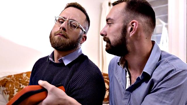 Hairy gay rimmed and fucked at home by top BF