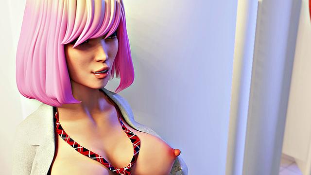 Futa3dX - Big Redhead Futa Face & Titty Fucks Hot Babe