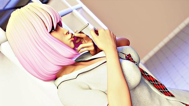 Futa3dX - Big Redhead Futa Face & Titty Fucks Hot Babe