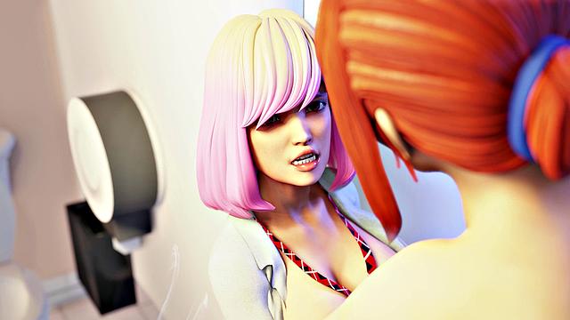 Futa3dX - Big Redhead Futa Face & Titty Fucks Hot Babe