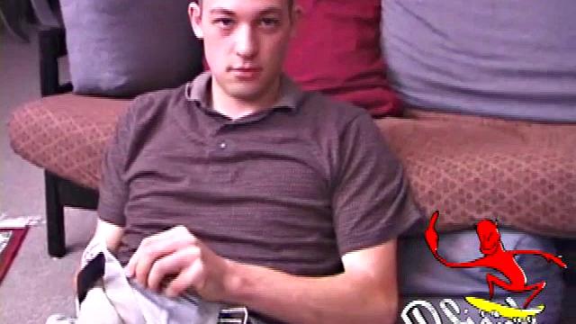 Jeremy strokes his cock and cums