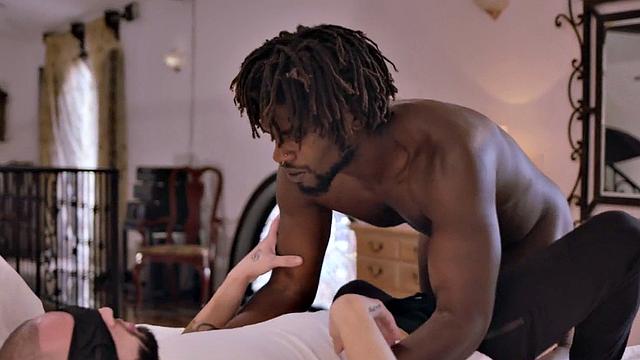 BBC passionately barebacks blindfolded BF