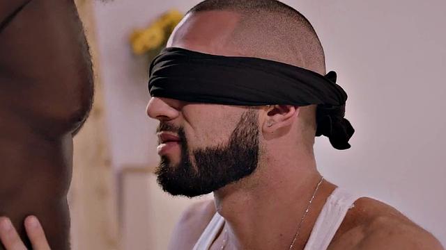 BBC passionately barebacks blindfolded BF