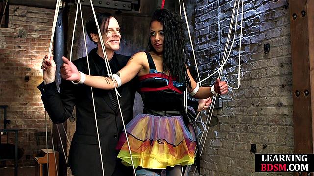 Cute tied slut fingered by master