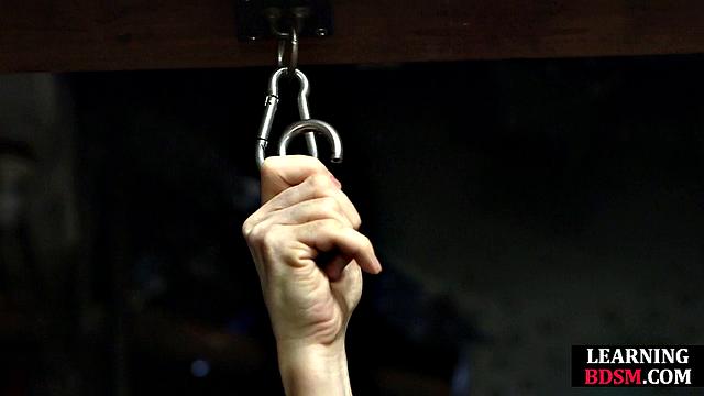 Cute tied slut fingered by master