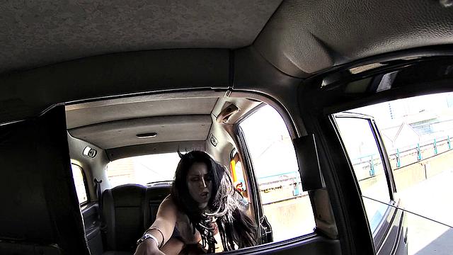 Amateur babe with bra and panties in taxi wants more cock