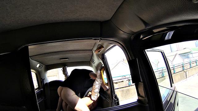 Amateur babe with bra and panties in taxi wants more cock